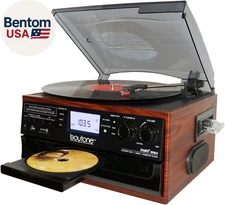 BT-22M, Bluetooth Record Player Turntable, AM/FM Radio, Cassette, CD Player, 2 B
