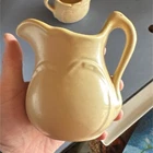 Niloak Ceramic Beige Pottery Pitcher Glossy Round Handles