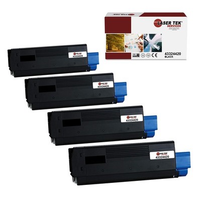 4Pk LTS 43324420 Black Compatible for Okidata C5550n MFP, C6100dn Toner