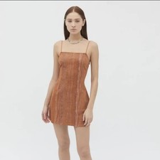 Urban Outfitters Mini Bodycon Spaghetti Dress Women M Brown Polyester Snakeskin