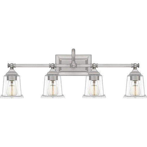 Nicholas 4-Light Bathroom Vanity Light in Brushed Nickel - Picture 1 of 6
