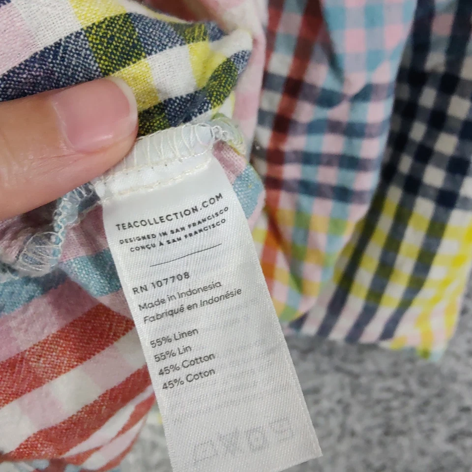 Чай коллекции девочек 4T платье цветной клетку льняной смеси без рукавов опрятный - Изображение 4 из 4