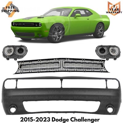 Front Bumper Cover Fascia Paintable & Grille Kit For 2015-2023 Dodge Challenger
