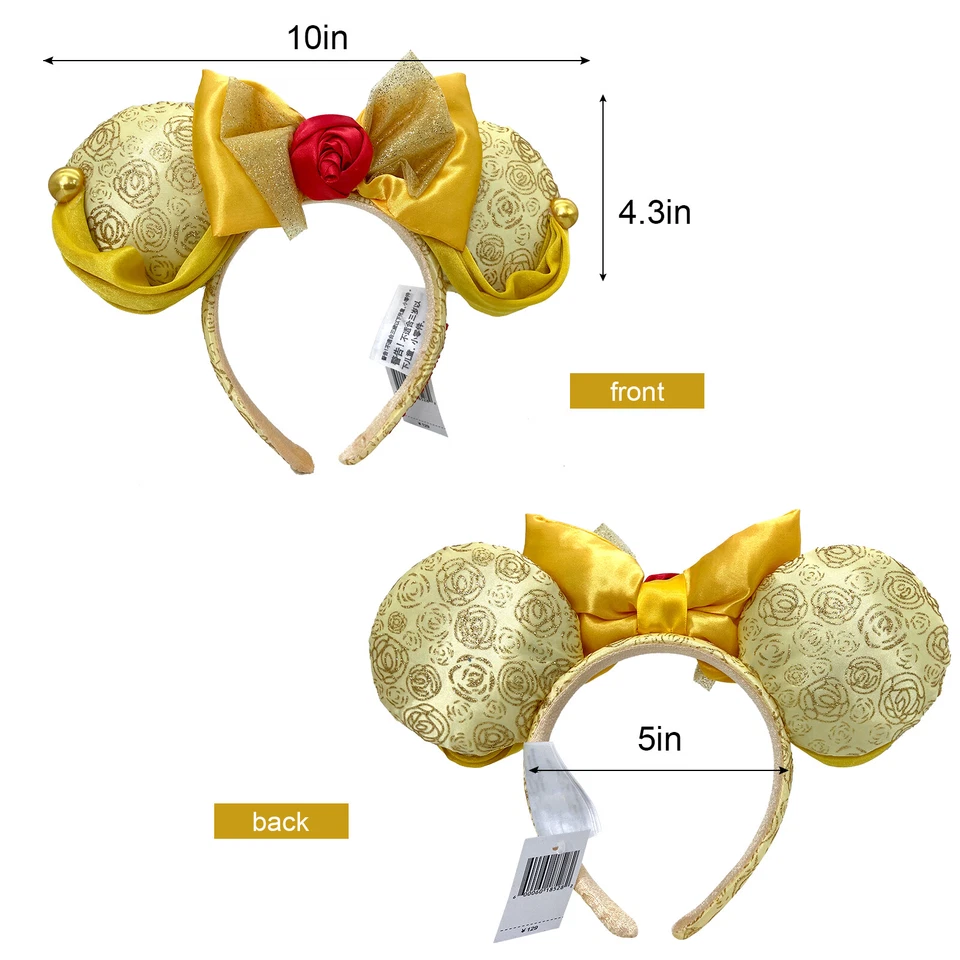 Обруч для волос Disney-Parks Belle Beauty & The Beast Minnie Ears розовый бант принцесса - Изображение 3 из 4