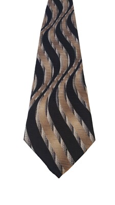 Emilio Ponti Roma-Milano Neck Tie Mens Black Tan Abstract Silk Business Power