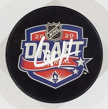 HENDRIX LAPIERRE SIGNED 2020 DRAFT WASHINGTON CAPITALS PUCK NHL HOCKEY W/LOA