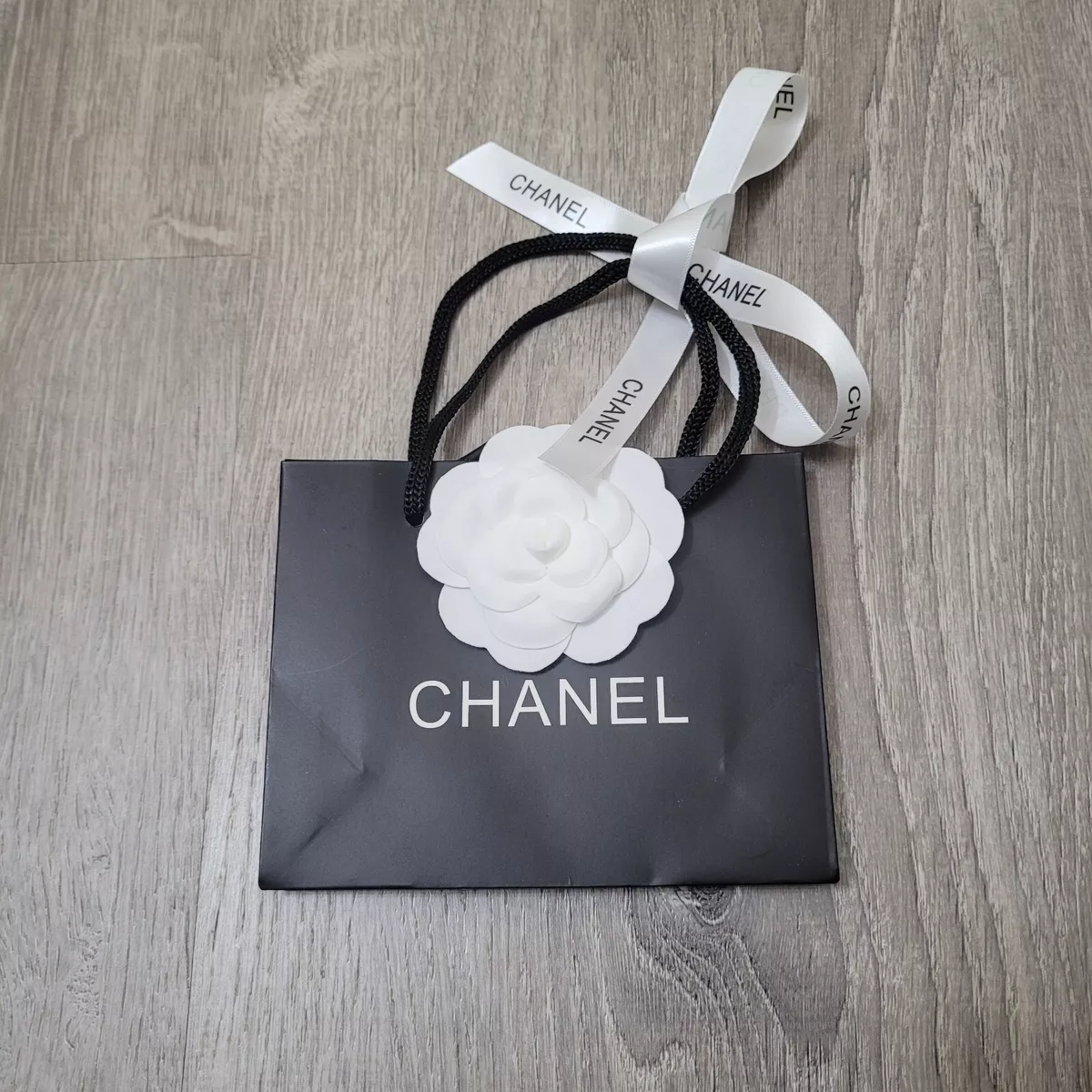 NEW Chanel Holiday Gift Wrap Ribbon Gold Black 0.75 x 36 SOLD BY YARD