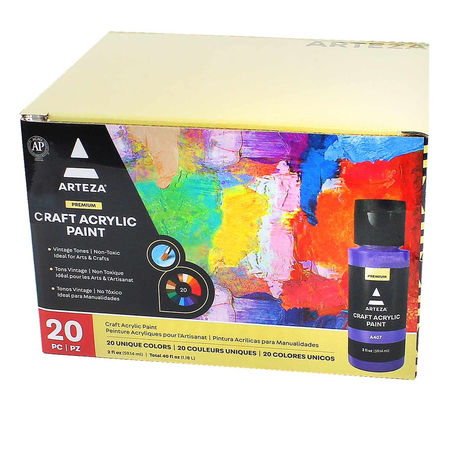 Arteza 20 Pack Premium Craft Art Acrylic Paints Vintage Tones Water