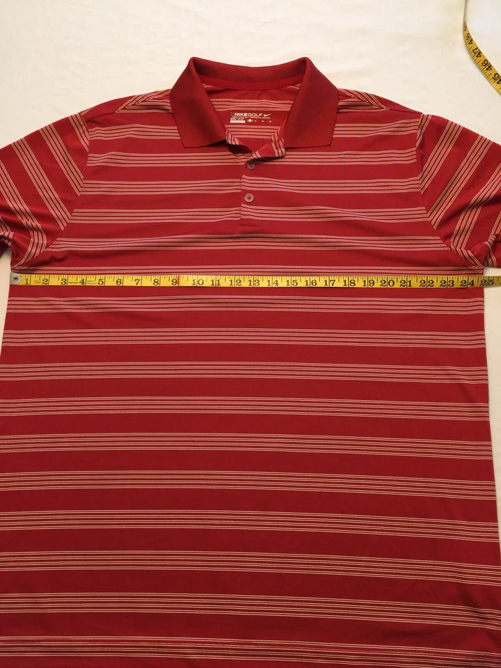 Men's Nike Golf Dri Fit Polo Shirt Short Sleeve S/S Red White XL Stripe 632239 - Image 3 of 4