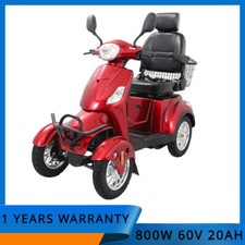 800W 60V 20AH Red Four Wheels Mobility Scooter Battery Motor for Adult Senior