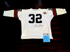 JIM BROWN # 32 HOF 71 BROWNS SIGNED AUTO VTG CHAMPION JERSEY ONLINE AUTHENTICS