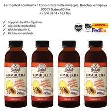 Fermented Kombucha C Concentrate, Pineapple, Rosehip, Papaya SCOBY Drink 500mlx4