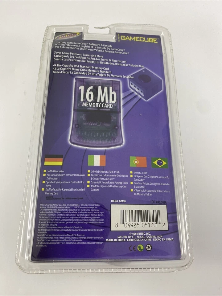 Intec Nintendo GameCube 16 MB Memory Card NEW & SEALED Flash 251 Blocks 2003 - Image 2 of 3