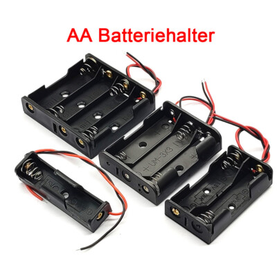Sunicon 8 Stück AA Batteriehalter Gehäuse Kunststoff Akku Aufbewahrungsbox, 1,5 V Batterie-Aufbewahrungsboxen, Kunststoff-Batteriegehäuse mit Batterieanschlusskabel