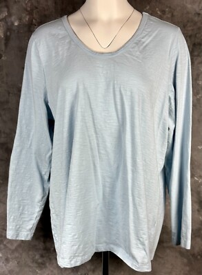 D & C Baby Blue Cotton Blend L/S Scoop Neck T-Shirt sz 2X (13910)