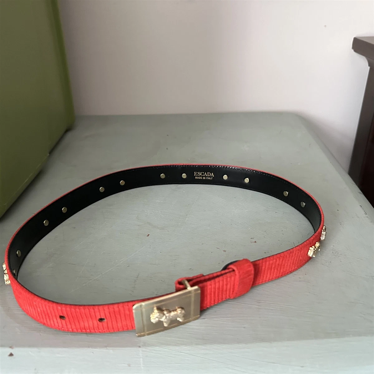 ruby red patent Authentic Escada belt Escada Belt - Etsy main image 4