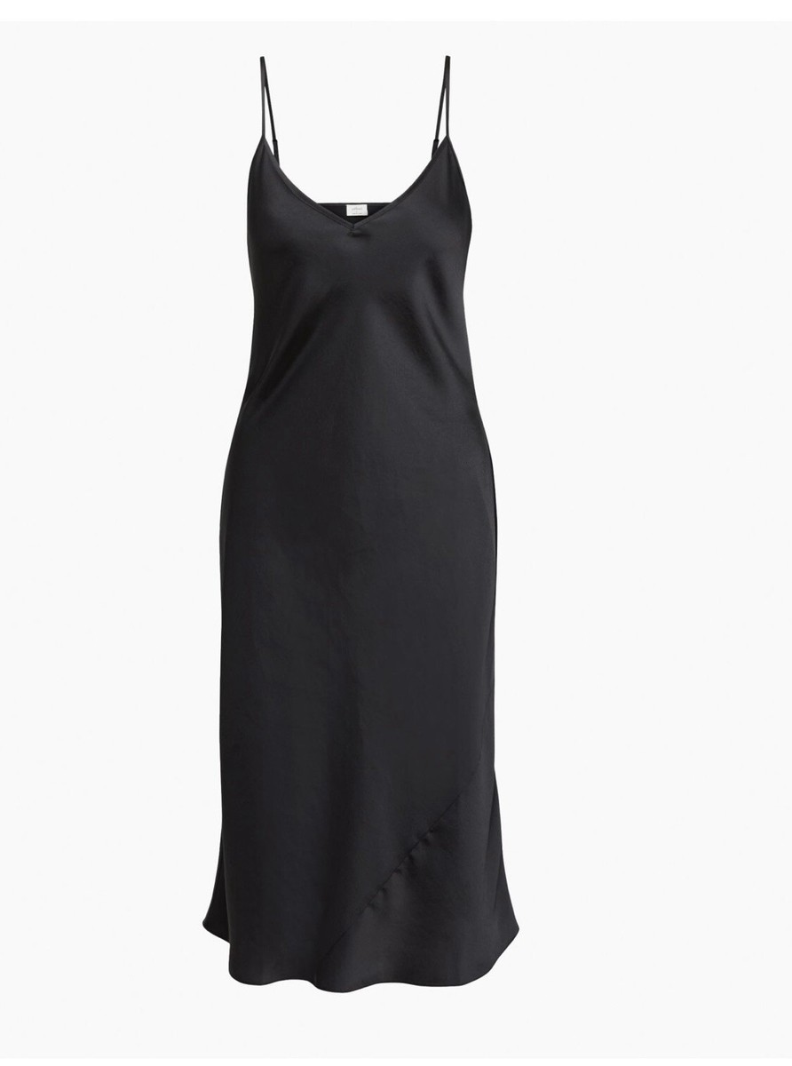 Wilfred By Aritzia Womens Only Slip Satin Black Midi Dress Size 2XL