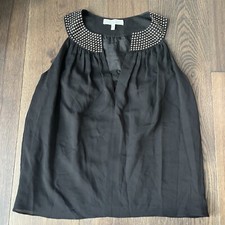 Robert Rodriguez Womens Silk Textured Sleeveless Blouse Top Black Size 4