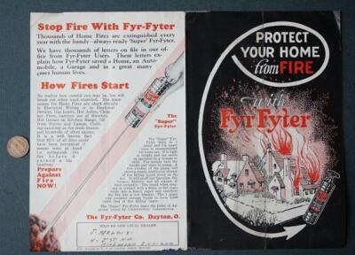 1920s Dayton Ohio Fyr-Fyter Fire Extinguisher Richmond Indiana Flyer / Brochure-