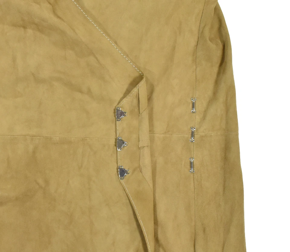 Ralph Lauren Purple Label Tan Suede Leather Wrap Dress 4 New $3850 - Image 3 of 4