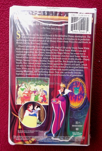 Walt Disney Masterpiece Collection Snow White VHS tape RARE 1524 Edition Sealed - Bild 2 von 2