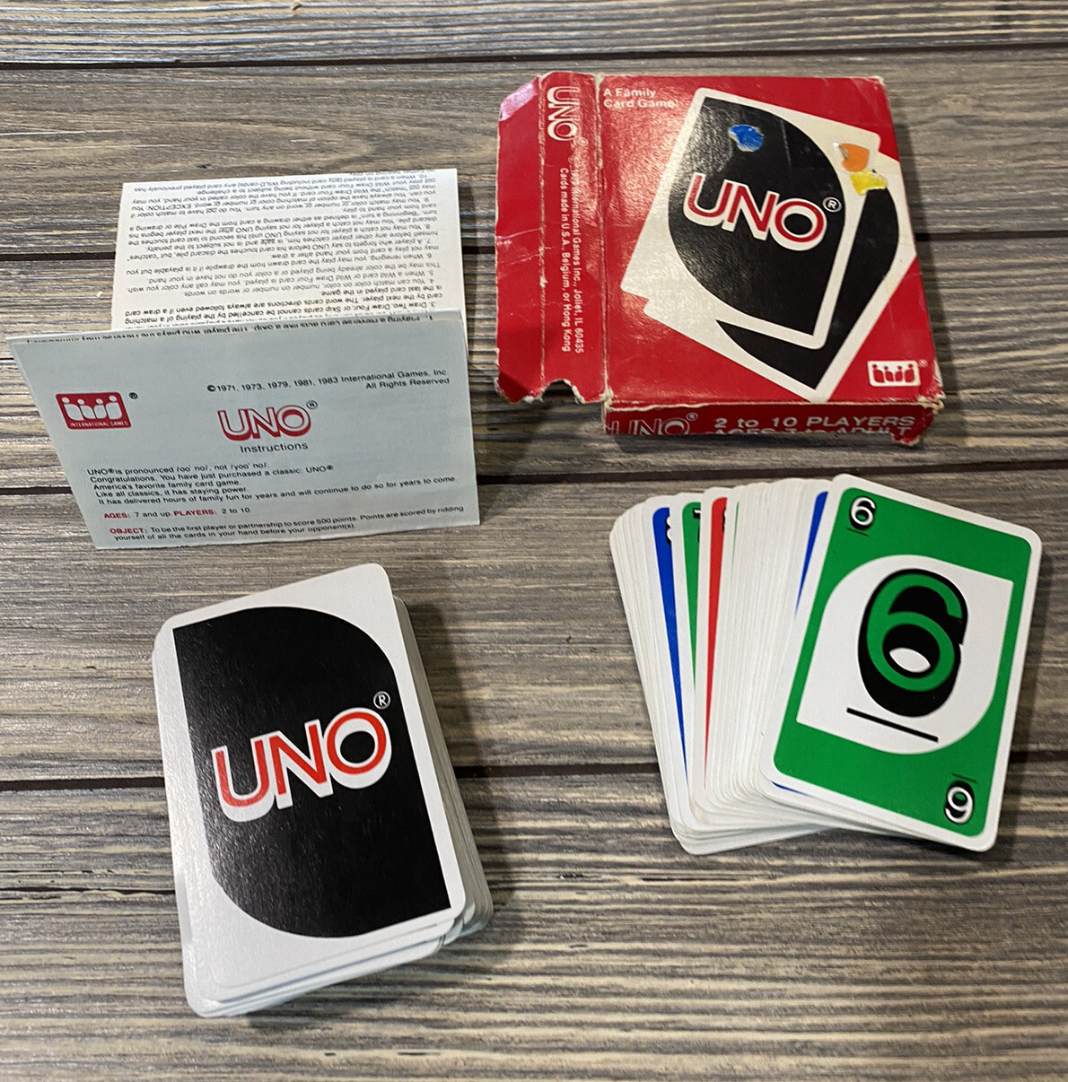 Vintage 1983 Uno Card Game with Box and Instructions 77208010117 | eBay