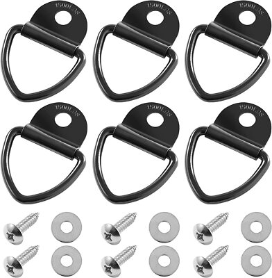 6pcs V Ring Tie Down Anchor 1/4'' Heavy Duty Steel Hooks for Truck Trailer Camper