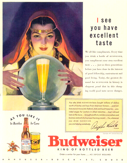 Vintage Budweiser Beer Halloween Ad Reproduction Framing Print