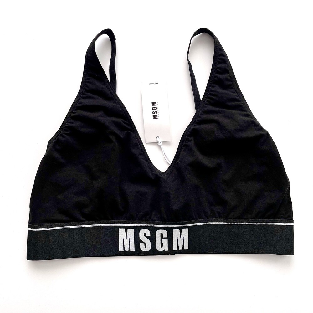 MSGM Underwear Black Logo Sports Crop top bra Large