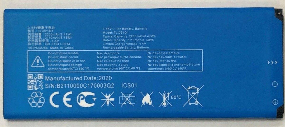 Batteria Originale Alcatel TLI021E1 &ndash; 2200mAh &ndash; Litio &ndash; Per Alcatel 1C (2018) E Altri Modelli