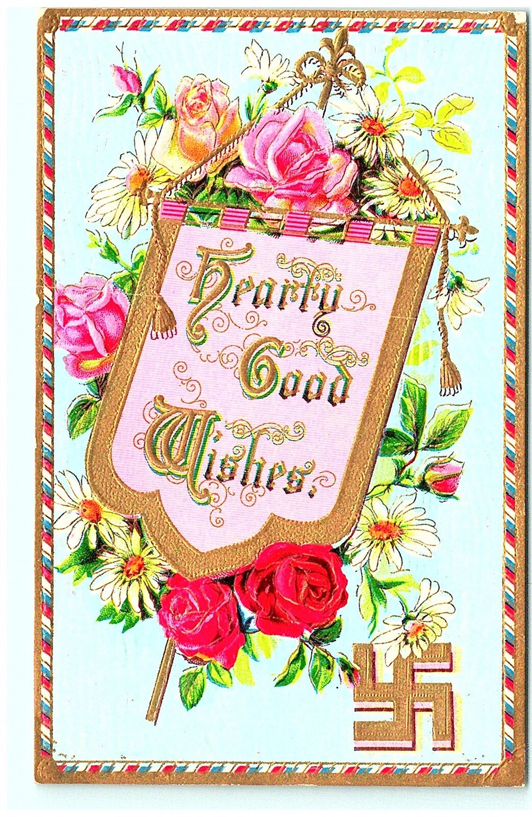 S04-5273, Good Wishes.. *1909 Pmk, ** Postcard With Swastika Sign