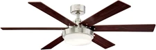 7205100 Alloy LED Ceiling Fan, 52 In, Brushed Nickel