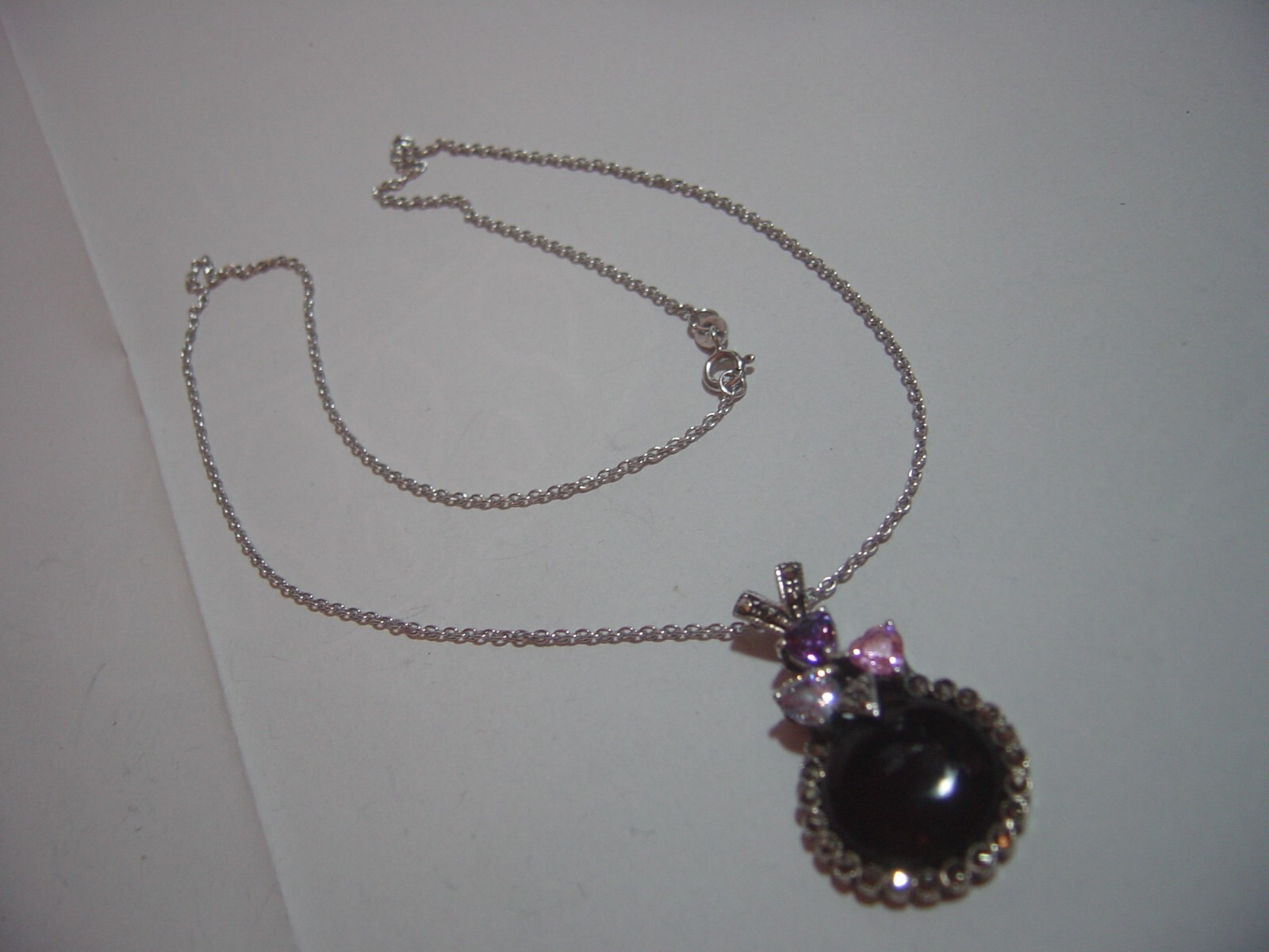 superb-Solid Silver chain & unusual genuine onyx-… - image 4