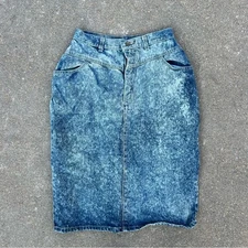 Vintage 80s Gitano acid wash pencil jeans skirt with V yolk waist Size 12
