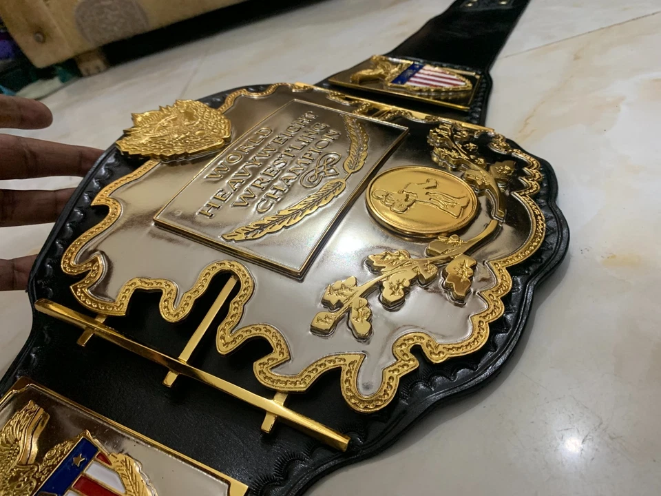 Cinturón de campeonato de peso pesado Awa Lawler, 4 mm zinc, doble chapado, correa de cuero Foto 2 de 4