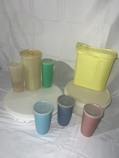 18 Piece VTG Colorful Tupperware Set Tumblers Pitchers Mixing Bowl Snack Tray
