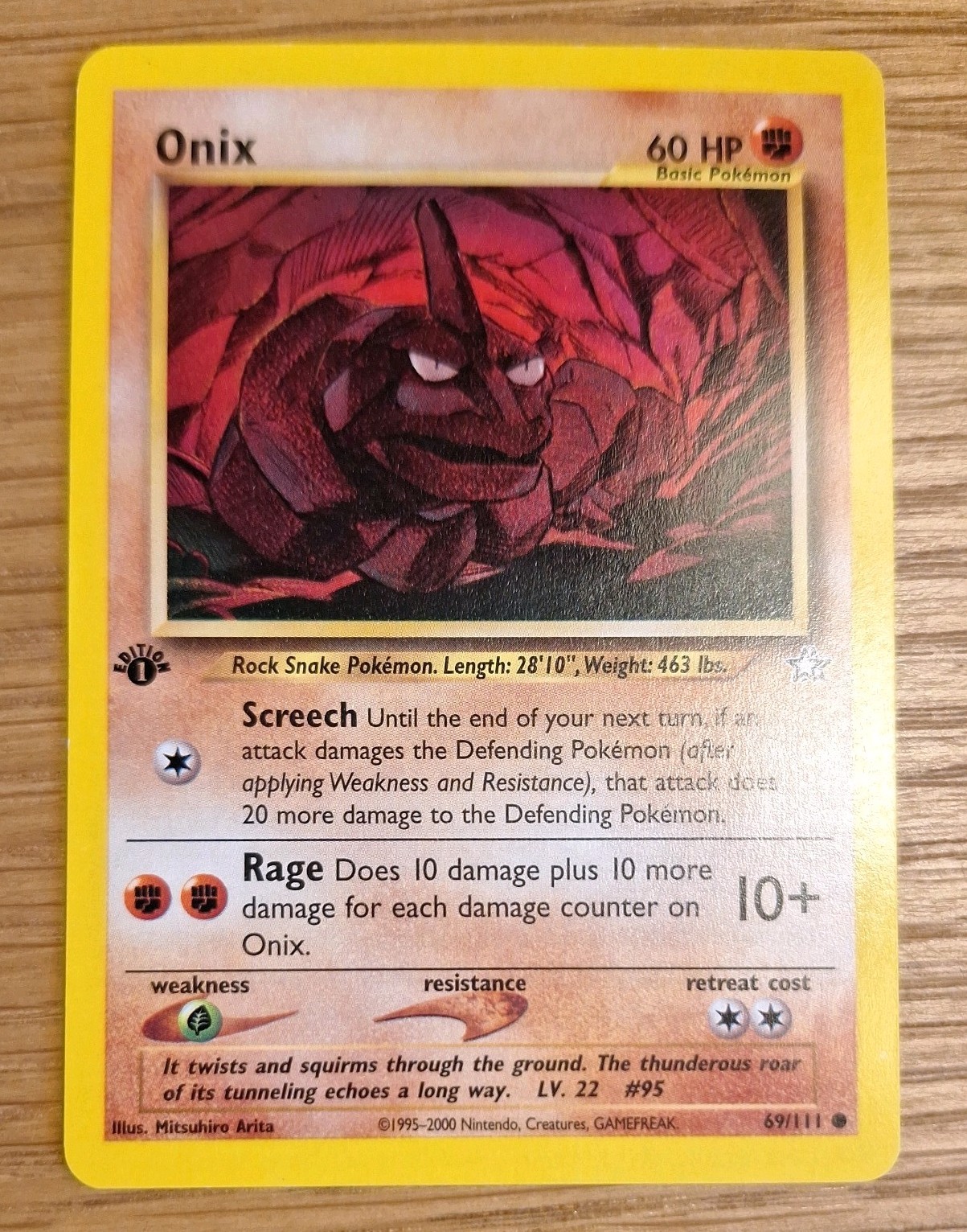 Onix 69/111 Neo Genesis Pokemon Common 1st Edition near mint