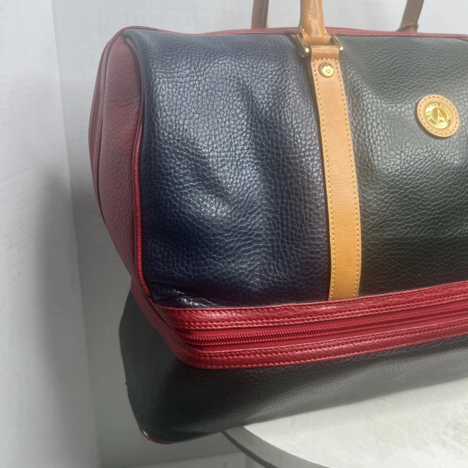 Bolso de Lona Equipaje Vintage La Tour Eiffel 1887 Cuero Multicolor Bloque RARO Foto 3 de 4