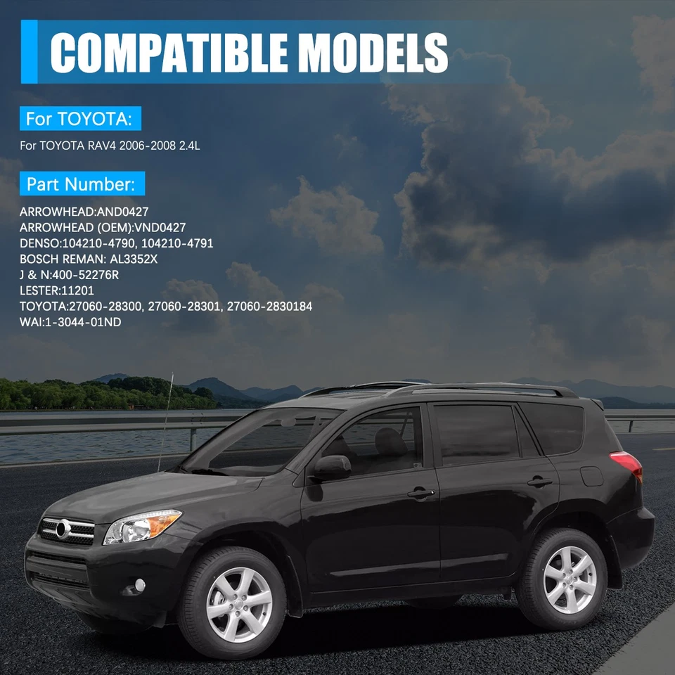 New Alternator for Toyota RAV4 2006 2007 2008 L4 2.4L 11201N 100Amp 27060-28300 - Image 4 of 4