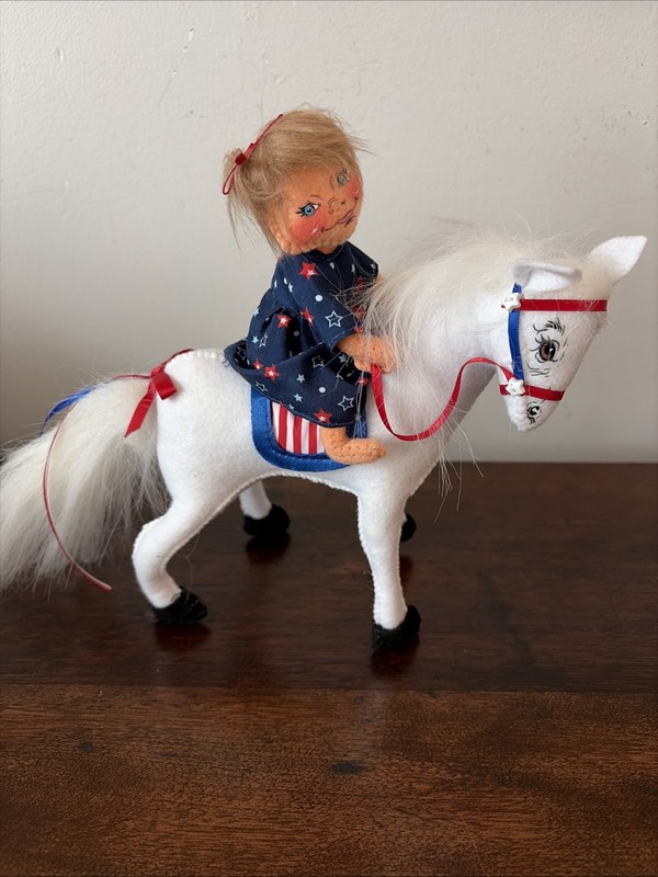 Annalee Doll 7 in. "Parade Horse with Girl" 4th of July Patriotic