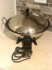 Farberware Electric Wok Model 303 14" Pan Fryer Cooker Cord Control Works Tested