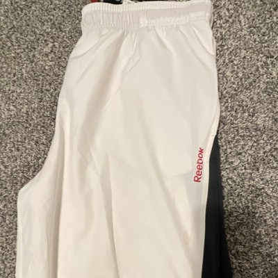 Reebok Men's Straight Pants White Black Size L Polyester Adjustable Waist