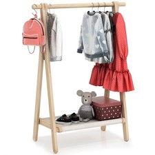 Dress up Rack, Child Garment Rack, Kids Clothing Rack with Storage Shelf Nat...