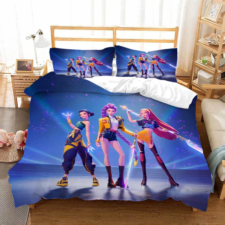 Demon Hunter Kids' Bedding Set Duvet Cover Pillowcase Single Double Gift - Image 3 of 4