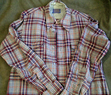 made in USA! VTG Pendleton Virgin Wool Plaid Shirt Men 70's 15 1/2 LG FREE SHlP