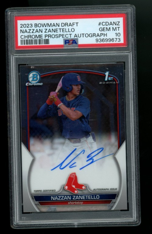 2023 Bowman Draft Chrome Prospect AUTO 1st Rookie Nazzan Zanetello PSA 10