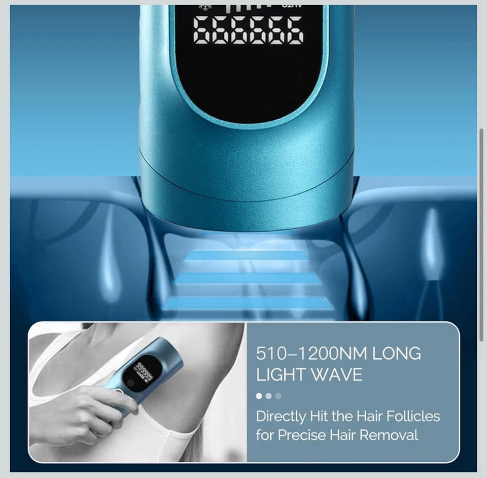 Nuevo - Depilación láser para mujeres y hombres - Enfriamiento permanente por hielo indoloro IPL De Foto 3 de 4