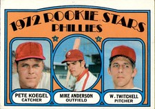 1972 Topps #14 Rookie Stars Pete Koegel Mike Anderson RC Wayne Twitchell Card. rookie card picture