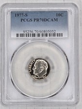 1977-S Roosevelt Dime PCGS PR70DCAM Proof 10c Perfect Grade Deep Cameo