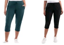 KIRKLAND SIGNATURE LADIES' WOVEN CAPRI SPORT POUR FEMME. SIDE SEAM RUCHING.